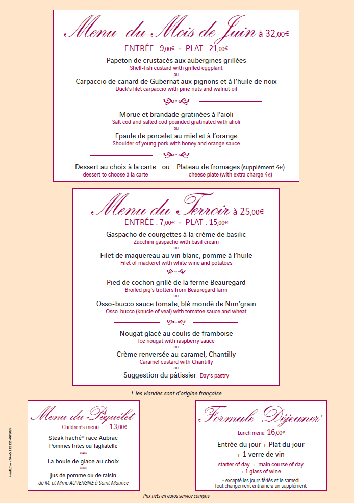 menu juin 25